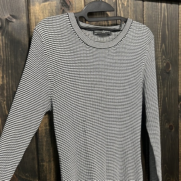 Peruvian Connection Long Sleeve Ribbed Sweater Dress L Black White Striped Y2K - Picture 5 of 10